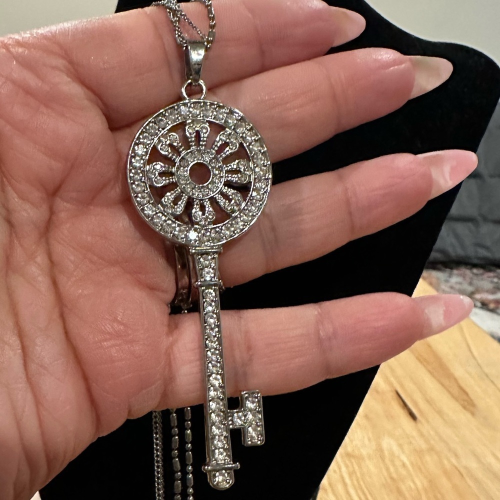 JEWELZ RHINESTONE SILVER-TONE KEY